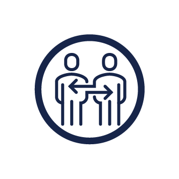 Pictogramme représentant un échange de compétence entre deux individus